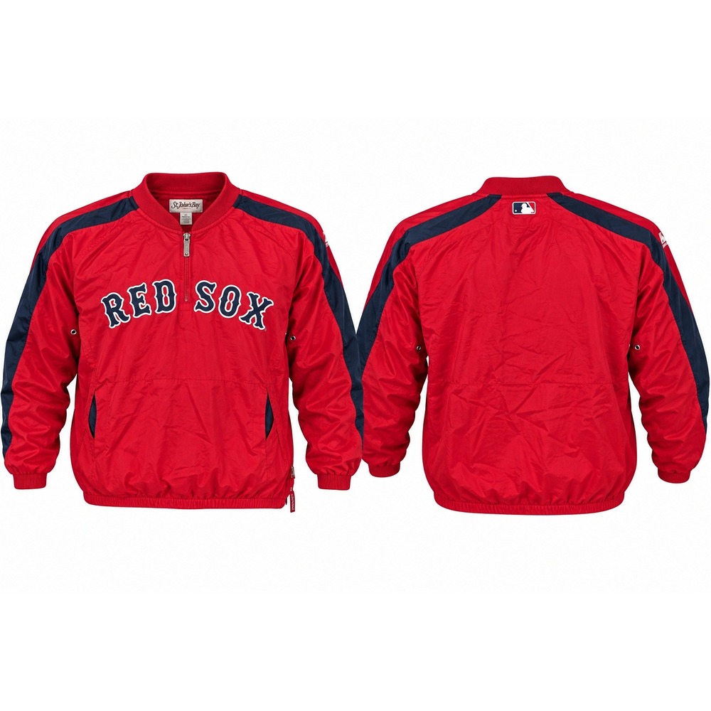 Majestic Boston Red Sox Quarter Zip Windshirt Mens XL Red Navy MLB Pullover